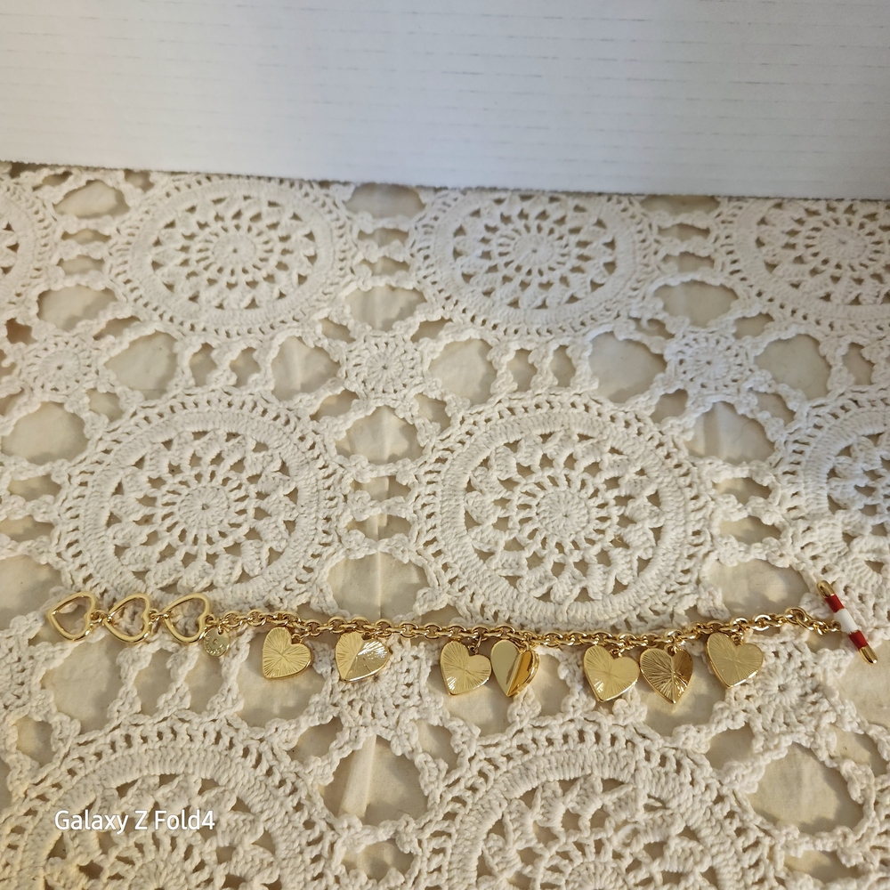Talbots Gold and Red Heart Charm Bracelet - Picture 5 of 6